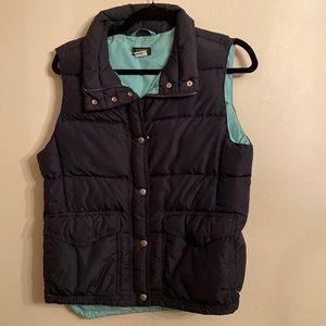 J Crew Navy vest with Aqua Lining two pocket in front one inside Size Medium